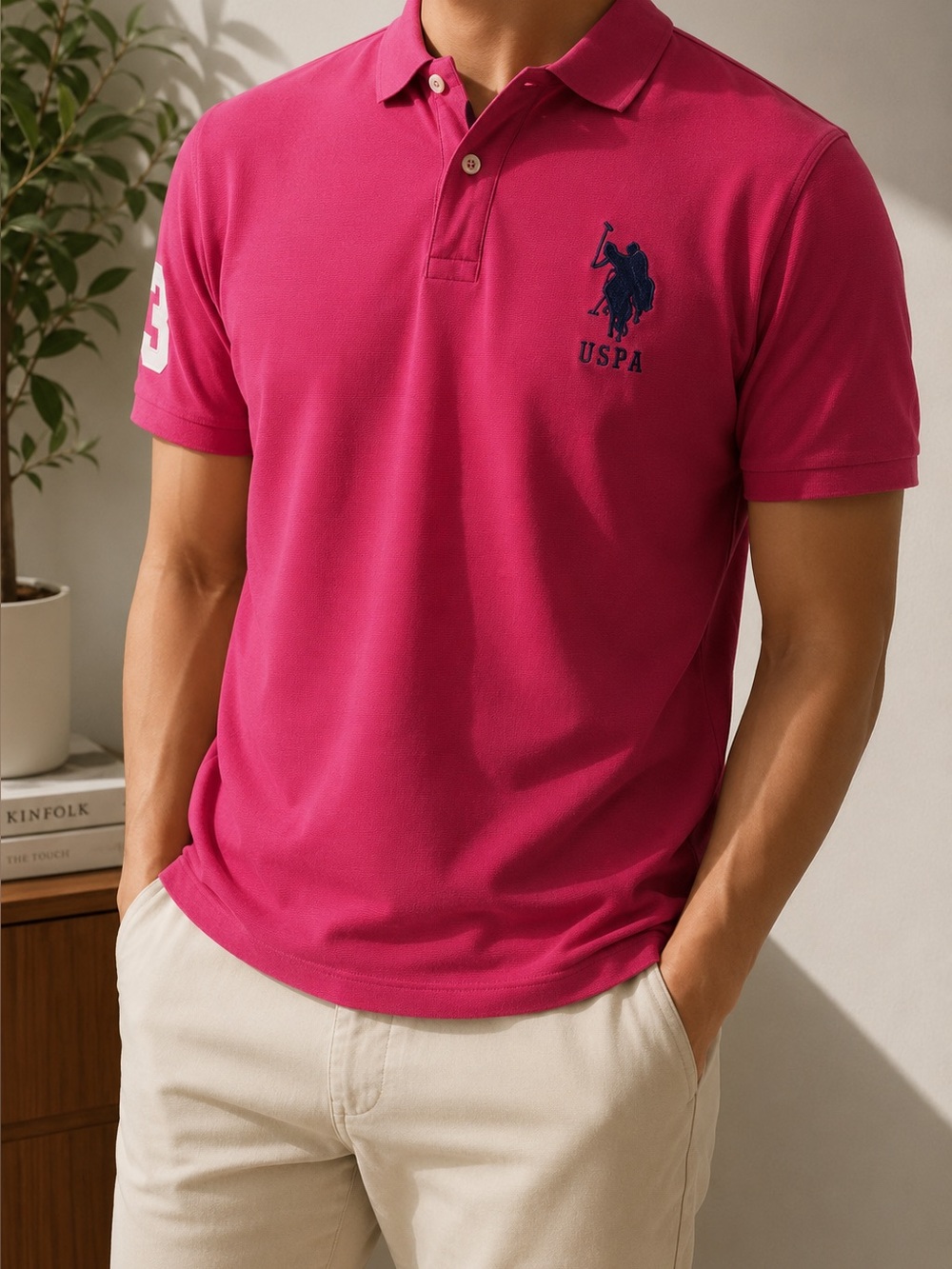 U.S. Polo Assn. Men’s Large Pink Big Pony #3 Embroidered Polo Shirt vintage